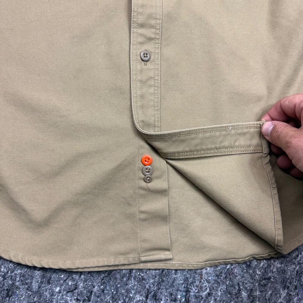 Carhartt Upland Field Shirt Mens Medium Tan Blaze Orange Hunting Shooting Top - Picture 8 of 9